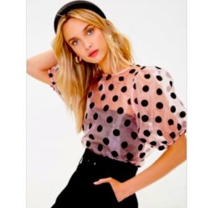 Selling this polkadot organza pink top. Never wore